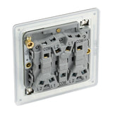 BG FBS43 Screwless Flat Plate Stainless Steel Triple Switch 10A 2 Way