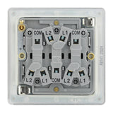 BG FBS43 Screwless Flat Plate Stainless Steel Triple Switch 10A 2 Way