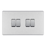 BG FBS44 Screwless Flat Plate Stainless Steel Quadruple Switch 10A 2 Way