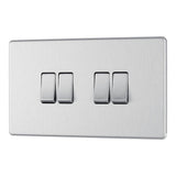 BG FBS44 Screwless Flat Plate Stainless Steel Quadruple Switch 10A 2 Way