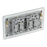 BG FBS44 Screwless Flat Plate Stainless Steel Quadruple Switch 10A 2 Way