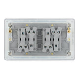 BG FBS44 Screwless Flat Plate Stainless Steel Quadruple Switch 10A 2 Way