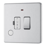 BG FBS53 Screwless Flat Plate Stainless Steel Switched 13A Fused Connection Unit with Neon and Cable Outlet