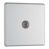 BG FBS60 Screwless Flat Plate Stainless Steel Single Socket TV/FM Co-axial Aerial Connection