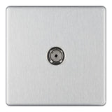 BG FBS60 Screwless Flat Plate Stainless Steel Single Socket TV/FM Co-axial Aerial Connection