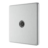 BG FBS60 Screwless Flat Plate Stainless Steel Single Socket TV/FM Co-axial Aerial Connection