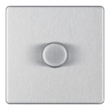 BG FBS81 Screwless Flat Plate Stainless Steel Single Intelligent LED 2 Way Dimmer Switch