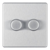 BG FBS82 Screwless Flat Plate Stainless Steel Double Intelligent LED 2 Way Dimmer Switch