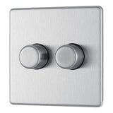 BG FBS82 Screwless Flat Plate Stainless Steel Double Intelligent LED 2 Way Dimmer Switch