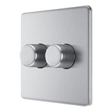 BG FBS82 Screwless Flat Plate Stainless Steel Double Intelligent LED 2 Way Dimmer Switch