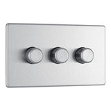 BG FBS83 Screwless Flat Plate Stainless Steel Triple Intelligent LED 2 Way Dimmer Switch