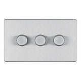 BG FBS83 Screwless Flat Plate Stainless Steel Triple Intelligent LED 2 Way Dimmer Switch