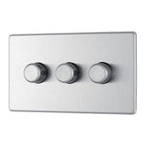 BG FBS83 Screwless Flat Plate Stainless Steel Triple Intelligent LED 2 Way Dimmer Switch