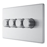 BG FBS84 Screwless Flat Plate Stainless Steel Quadruple Intelligent LED 2 Way Dimmer Switch