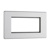 BG FBSEMR4 Screwless Flat Plate Stainless Steel Quadruple Euro Plate