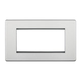 BG FBSEMR4 Screwless Flat Plate Stainless Steel Quadruple Euro Plate