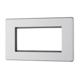 BG FBSEMR4 Screwless Flat Plate Stainless Steel Quadruple Euro Plate