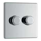 BG FPC82P Screwless Flat Plate Polished Chrome 400W Double 2 Way Dimmer Switch