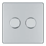 BG FPC82P Screwless Flat Plate Polished Chrome 400W Double 2 Way Dimmer Switch