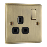 BG NAB21B Antique Brass Single Switched 13A Socket