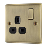 BG NAB21B Antique Brass Single Switched 13A Socket