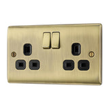 BG NAB22B Antique Brass Double Switched 13A Socket