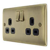 BG NAB22B Antique Brass Double Switched 13A Socket