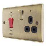 BG NAB70B Antique Brass 45A Cooker Control Unit with Switched 13A Socket with Neon