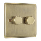 BG NAB82 Antique Brass Double Intelligent LED 2 Way Dimmer Switch