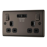 BG NBN22U3B Black Nickel Double Switched 13A Socket with USB Charging - 2X USB Sockets (3.1A)