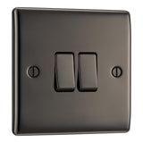 BG NBN42 Black Nickel Double Switch 10A 2 Way