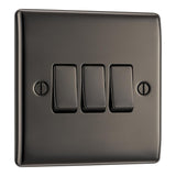 BG NBN43 Black Nickel Triple Switch 10A 2 Way