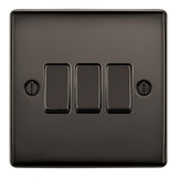 BG NBN43 Black Nickel Triple Switch 10A 2 Way