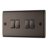 BG NBN44 Black Nickel Quadruple Switch 10A 2 Way