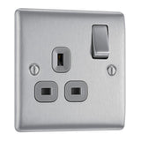 BG NBS21G Stainless Steel Single Switched 13A Socket