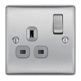 BG NBS21G Stainless Steel Single Switched 13A Socket