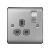 BG NBS21G Stainless Steel Single Switched 13A Socket