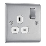 BG NBS21W Stainless Steel Single Switched 13A Socket