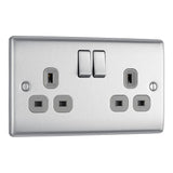 BG NBS22G Stainless Steel Double Switched 13A Socket