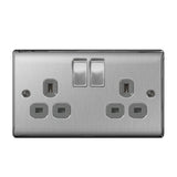 BG NBS22G Stainless Steel Double Switched 13A Socket