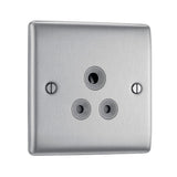 BG NBS29G Stainless Steel Single Round Pin Unswitched 5A Socket