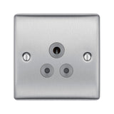 BG NBS29G Stainless Steel Single Round Pin Unswitched 5A Socket