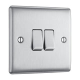 BG NBS42 Stainless Steel Double Switch 10A 2 Way