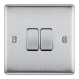 BG NBS42 Stainless Steel Double Switch 10A 2 Way