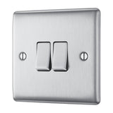 BG NBS42 Stainless Steel Double Switch 10A 2 Way