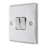 BG NBS42 Stainless Steel Double Switch 10A 2 Way