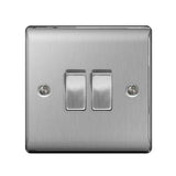 BG NBS42 Stainless Steel Double Switch 10A 2 Way