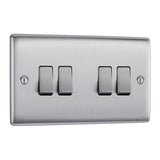 BG NBS44 Stainless Steel Quadruple Switch 10A 2 Way