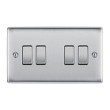 BG NBS44 Stainless Steel Quadruple Switch 10A 2 Way