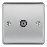 BG NBS60 Stainless Steel Single Socket TV/FM Co-axial Aerial Connection